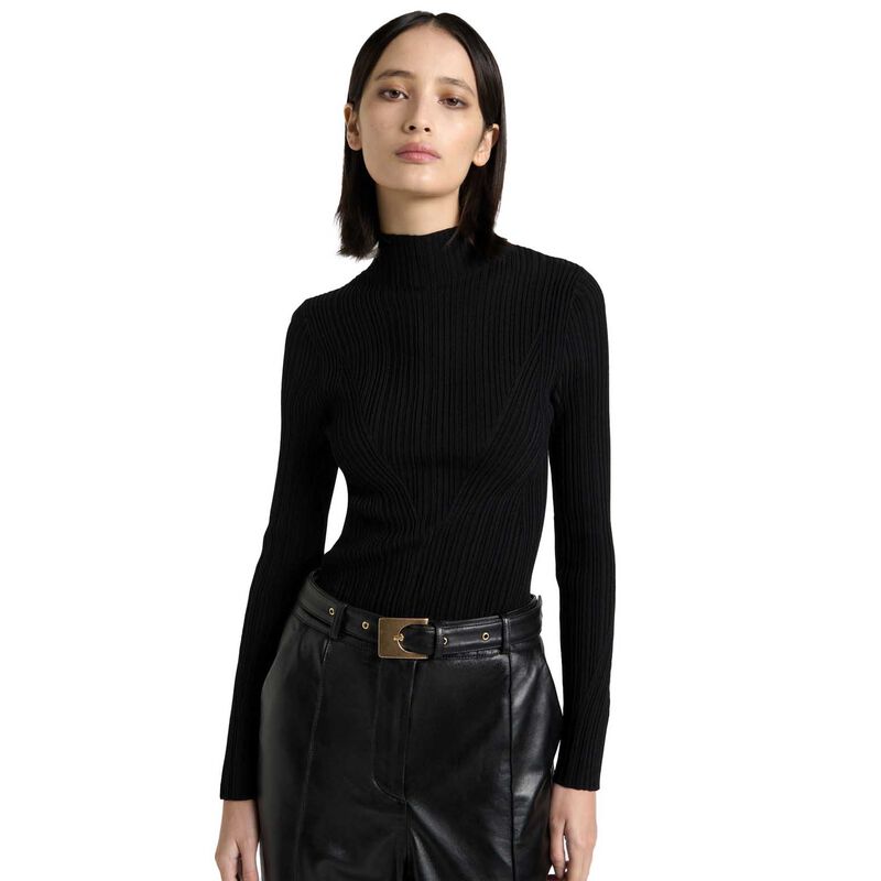 Cue Two Tone Engineered Rib Knit image number 4